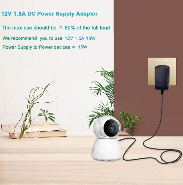 Alt view image 7 of 7 - 12Volt Power Supply 1.5A AC/DC Adapter 100-240V 50/60Hz to DC 12V 1.5Amp Power Adapter Cord 5.5mm x 2.5mm DC Plug Connectivity