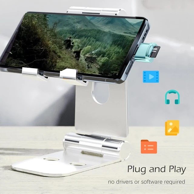 Alt view image 4 of 6 - USB C Micro SD Card Reader for Android Phone Camera Laptop with Keychain Mini Metal Type-C Card Reader (Bule)