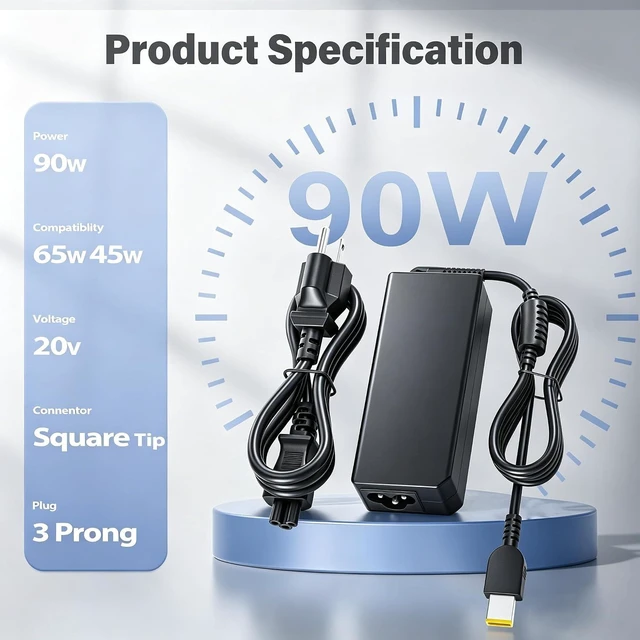 Alt view image 3 of 6 - 90W AC Adapter Compatible with ThinkCentre 90W Power Cord M93p M90p