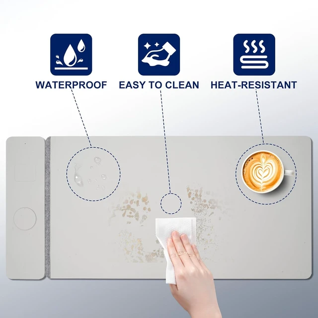 Alt view image 5 of 7 - 15W Wireless Charging Mouse Pad 31.5x15.75 Double-Sided Faux Leather
