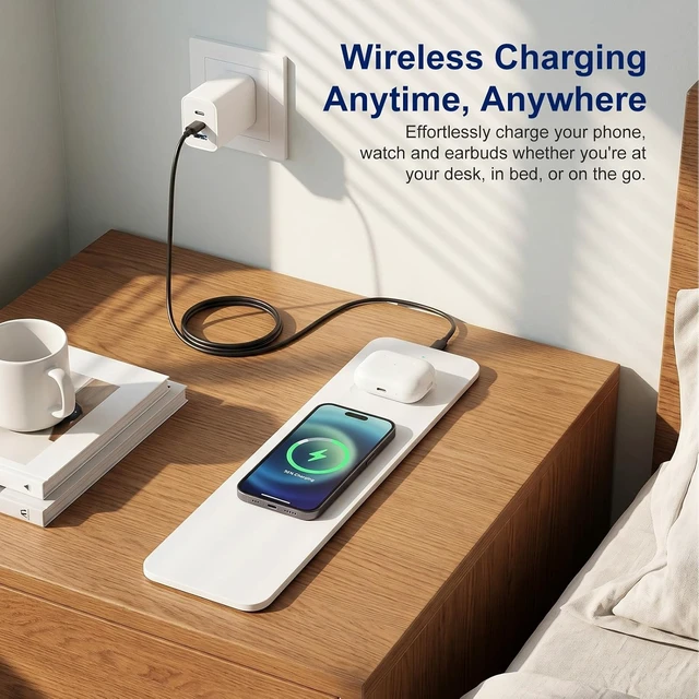 Alt view image 7 of 7 - 15W Wireless Charging Mouse Pad 31.5x15.75 Double-Sided Faux Leather