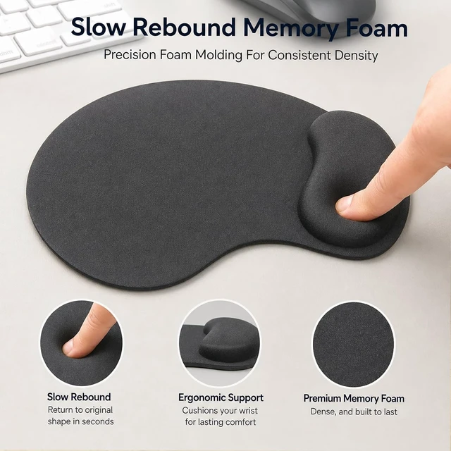 Alt view image 5 of 7 - Mouse Pad Mousepad with Wrist Rest Comfort Mousepad with Wrist Support-Non-Slip Portable Mouse Pad Mouse Mat and Wrist Rest for Office Laptop Computer Desk