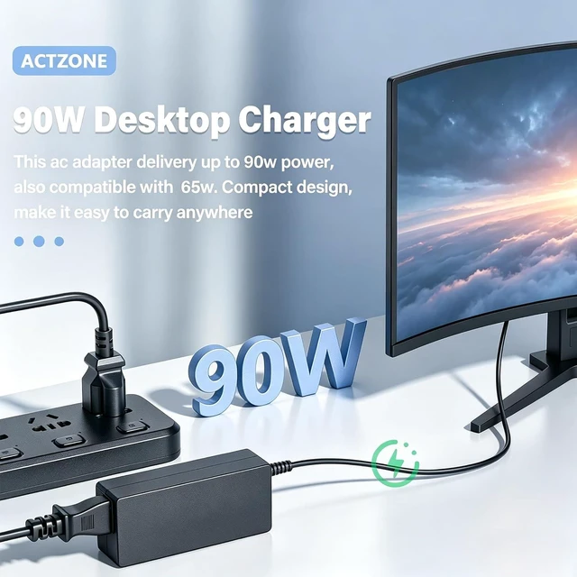 Alt view image 6 of 6 - 90W AC Adapter Compatible with ThinkCentre 90W Power Cord M93p M90p