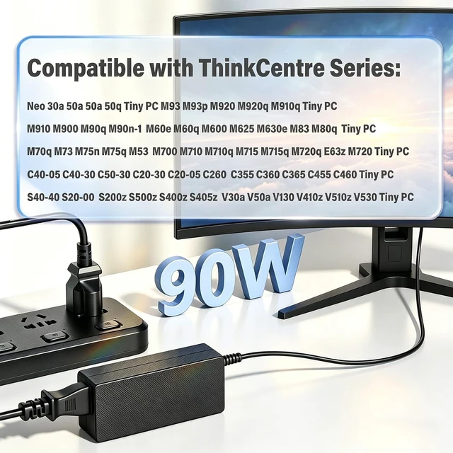 Alt view image 5 of 6 - 90W AC Adapter Compatible with ThinkCentre 90W Power Cord M93p M90p