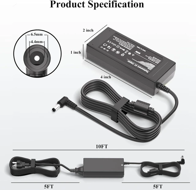 Alt view image 2 of 7 - 19V Power Cord for LG Monitor & TV: DC-in Replacement Supply Adapter