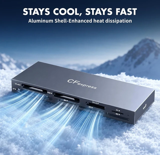 Alt view image 5 of 7 - CFexpress Type B & Type A Card Reader Professional 8-Slot USB 3.2 10Gbps Memory Card Adapter for XQD SD TF MS XD CF Simultaus Read Multi Slot Adapter for for Windows Mac OS Linux iOS Android