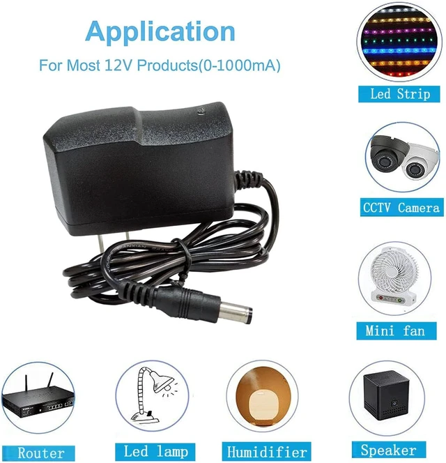 Alt view image 7 of 7 - 12V 1A Power Supply AC Adapter