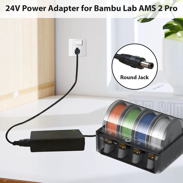 Alt view image 2 of 7 - 24V Power Adapter for Bambu Lab AMS 2 Pro Automatic Material System Compatible with Bambu Lab AMS ADS-96HLA-19-1 24096E Power Supply Cord Charger
