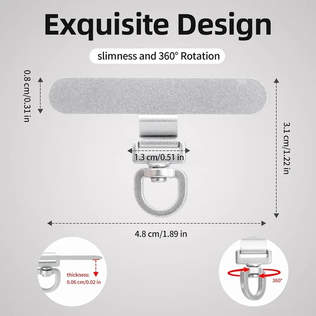 Alt view image 2 of 6 - 360° Rotating Stainless Steel Phone Tether Tab (3-Pack) - Universal for iPhone & Other Phones (Fits Wristbands/Necklaces/Crossbody Straps)