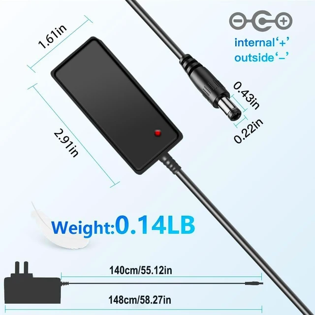 Alt view image 5 of 7 - 5Volt 1A Power Supply 5W AC/DC Adapter AC 100V-240V to DC 5V 1000mA 0.5A Converter Replacement DC Power Cord 5.5mm*2.5mm Plug for Security Camera Baby Monitor TV Box