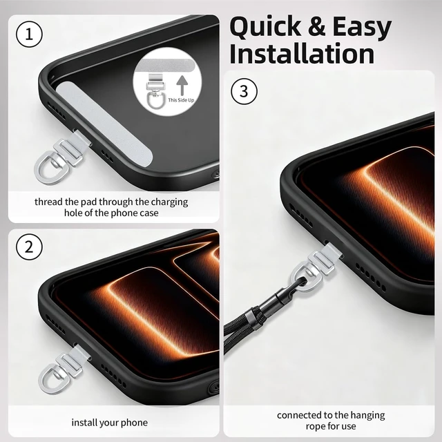 Alt view image 6 of 6 - 360° Rotating Stainless Steel Phone Tether Tab (3-Pack) - Universal for iPhone & Other Phones (Fits Wristbands/Necklaces/Crossbody Straps)