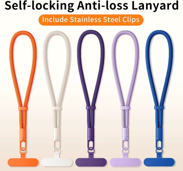 Alt view image 2 of 7 - Lanyard for Phone Self-Locking Phone Wrist Strap with 0.4mm Ultra-Thin Clip & 360° Hook Anti-Drop and anti theft phone Strap (Camel)