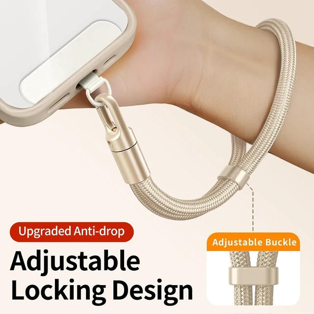 Alt view image 3 of 7 - Lanyard for Phone Self-Locking Phone Wrist Strap with 0.4mm Ultra-Thin Clip & 360° Hook Anti-Drop and anti theft phone Strap (Camel)