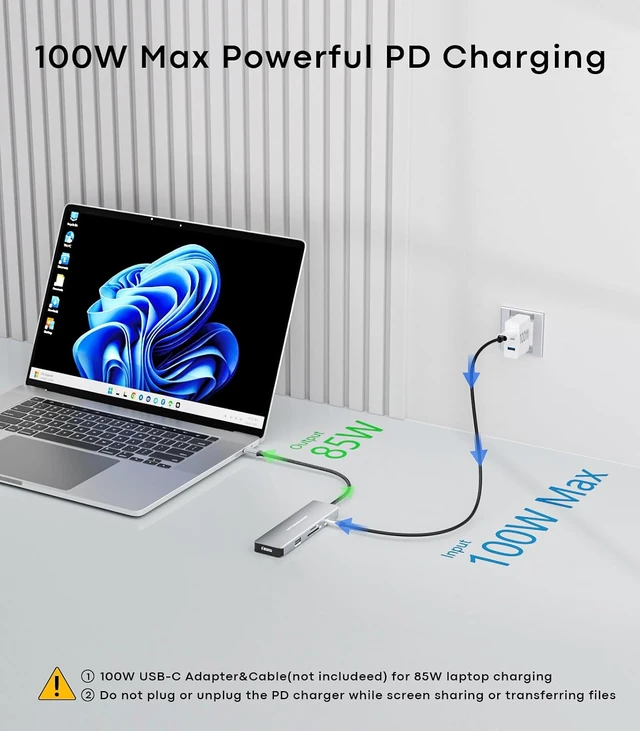 Alt view image 4 of 7 - USB C Hub 9 in 1 USBC to HDMI Adapter with 4K@60Hz for Laptop