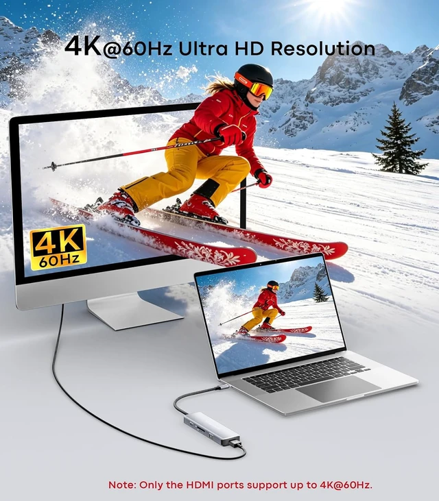 Alt view image 3 of 7 - USB C Hub 9 in 1 USBC to HDMI Adapter with 4K@60Hz for Laptop