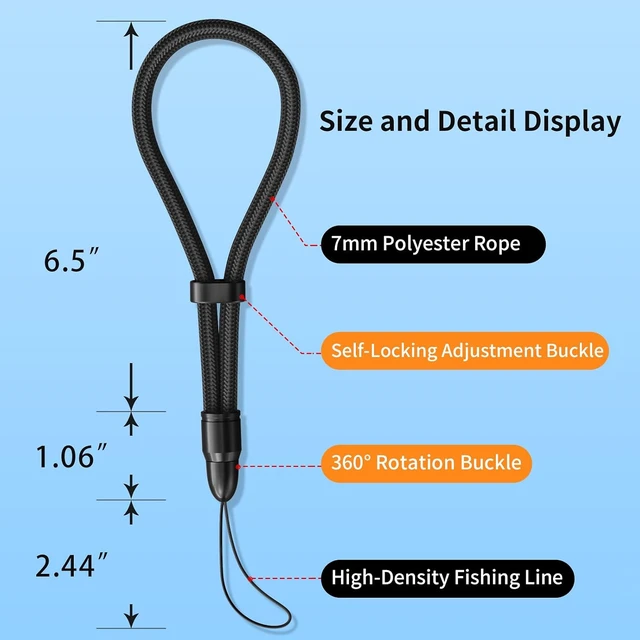 Alt view image 3 of 7 - 2 Pack 7mm Thick Phone Lanyard Wrist Strap 360° Rotatable Heavy Duty Chunky Cord Wristlet for Cell Phone Case Camera