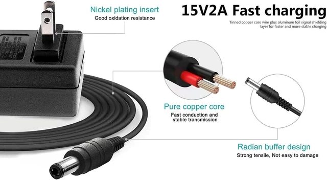 Alt view image 2 of 5 - 15V 2A Power Supply AC Adapter Charger Input 100V-240V Output DC 15Volt 2 Amp 30 Watt 15V Power Cord AC to DC15Volt 3.5/1.35mm 4.0/1.7mm 4.8/1.7mm Regulated Power Adapter Extra Long 6 FT