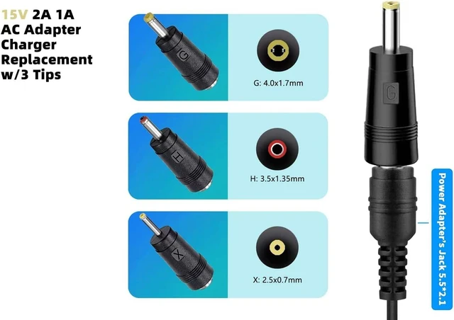 Alt view image 4 of 5 - 15V 2A Power Supply AC Adapter Charger Input 100V-240V Output DC 15Volt 2 Amp 30 Watt 15V Power Cord AC to DC15Volt 3.5/1.35mm 4.0/1.7mm 4.8/1.7mm Regulated Power Adapter Extra Long 6 FT