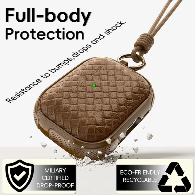 Alt view image 5 of 7 - R?fun for 3 Case Woven Leather Texture with Lanyard Brown