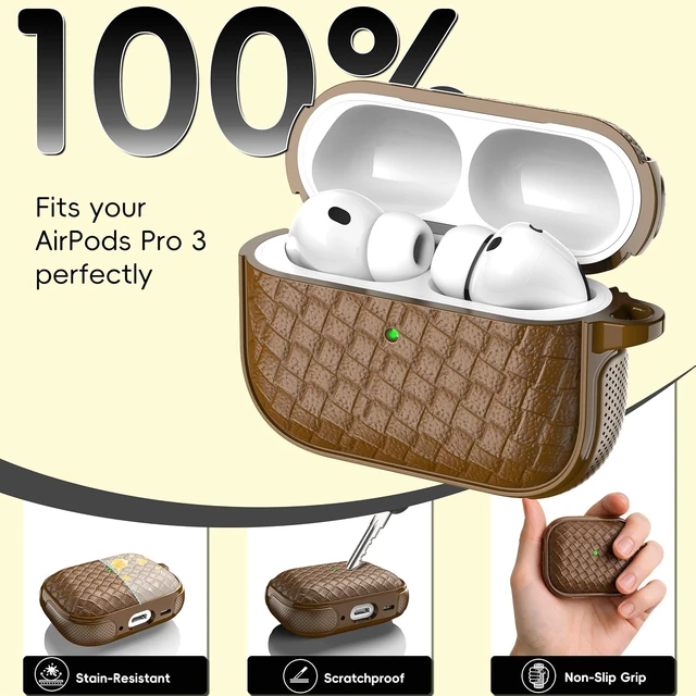 Alt view image 7 of 7 - R?fun for 3 Case Woven Leather Texture with Lanyard Brown