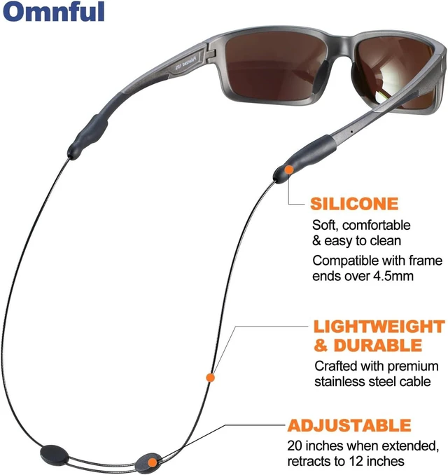 Alt view image 4 of 7 - Sunglasses Strap -No Tail Adjustable Glasses Strap Eyeglasses & Cable Straps Eye Glasses Holders Around Neck Lanyard for Men Women -Eyewear Retainer String Chain (3pcs Brown 20in)