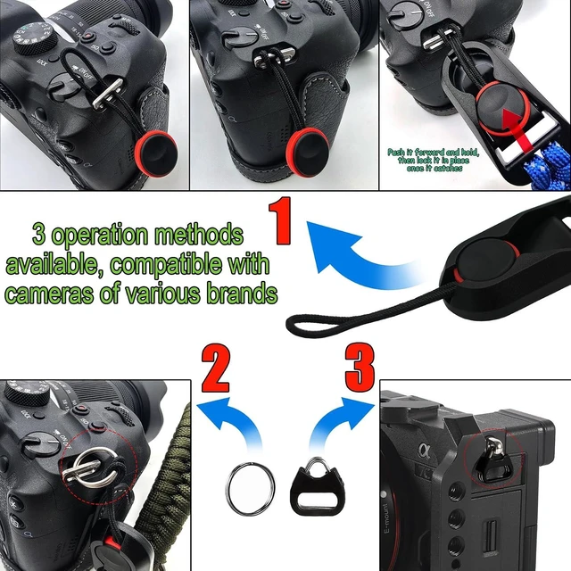 Alt view image 5 of 7 - Quick Release Camera Wrist Hand Strap with Safer Connector Split Ring Cap
