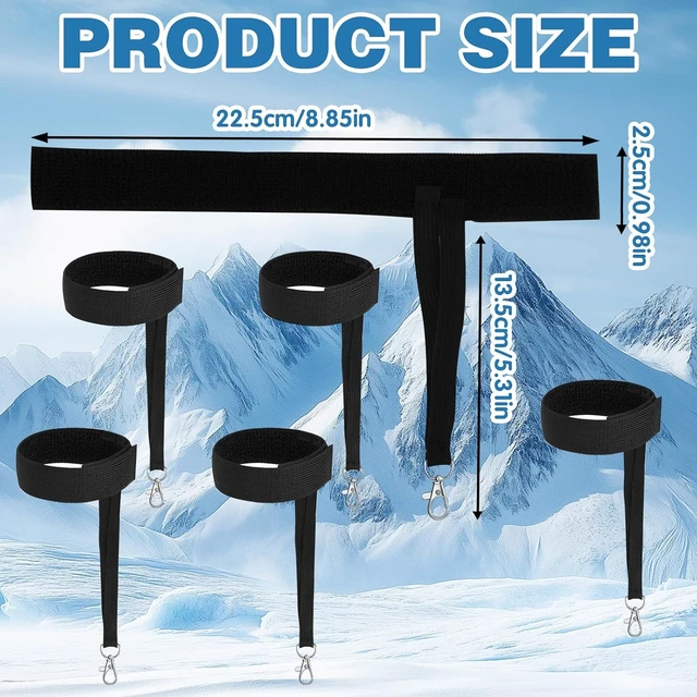 Alt view image 2 of 7 - 6Pcs Sports Winter Ski Gloves Elastic Wrist Strap Snowboarding Accessories for Men Safety Straps Supplies with Keychains for Mountaineering Snowboarding Outdoor Activities
