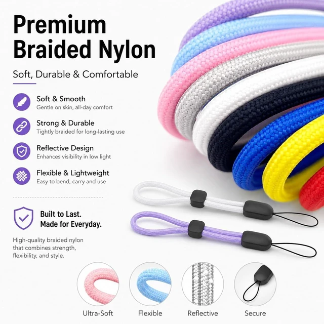 Alt view image 2 of 6 - 10PCS Adjustable Wrist Strap Lanyards Durable Nylon Hand Lanyards for Phones Cameras Flashlights Keychains Badges & More Secure Wrist Straps for Everyday Use