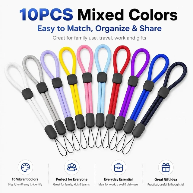 Alt view image 3 of 6 - 10PCS Adjustable Wrist Strap Lanyards Durable Nylon Hand Lanyards for Phones Cameras Flashlights Keychains Badges & More Secure Wrist Straps for Everyday Use