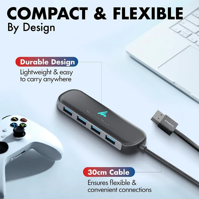 Alt view image 5 of 7 - USB A to 4 Port USB 3.2 Hub 4X USB 5Gbps Data Transfer Speed Upto 5Gbps and 30cm Cable Multiport USB Splitter for Laptop and Desktop Plug and Play Compact and Portable USB Expansion Hub