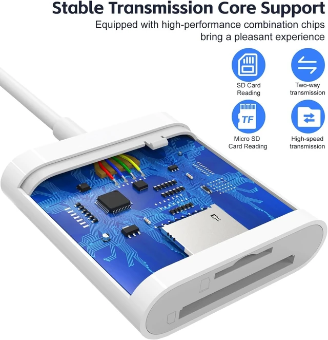 Alt view image 6 of 7 - SD Card Reader for iPhone Duo 18 17 16 15 Support SD/MicroSD Card