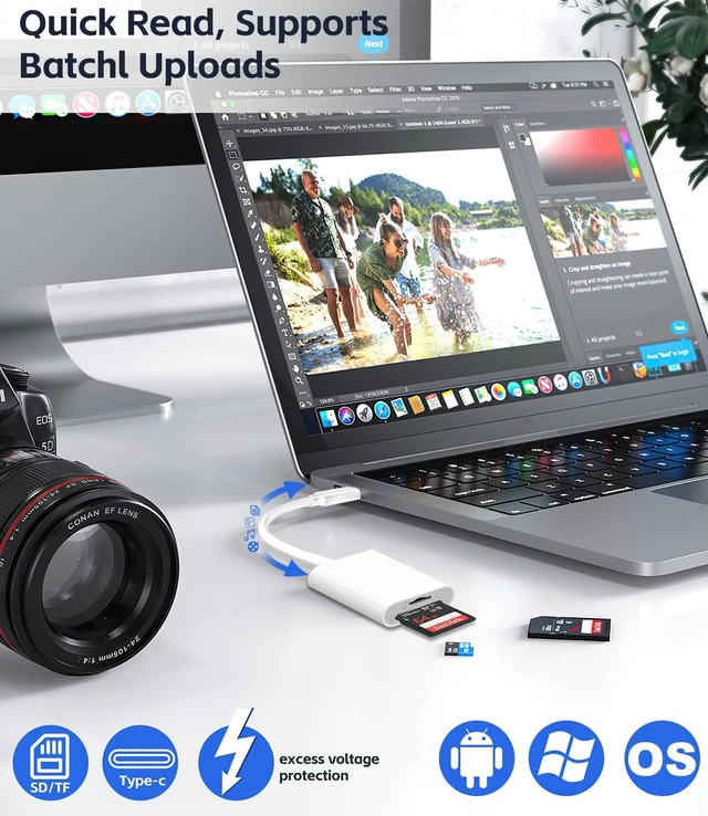 Alt view image 5 of 7 - SD Card Reader for iPhone Duo 18 17 16 15 Support SD/MicroSD Card