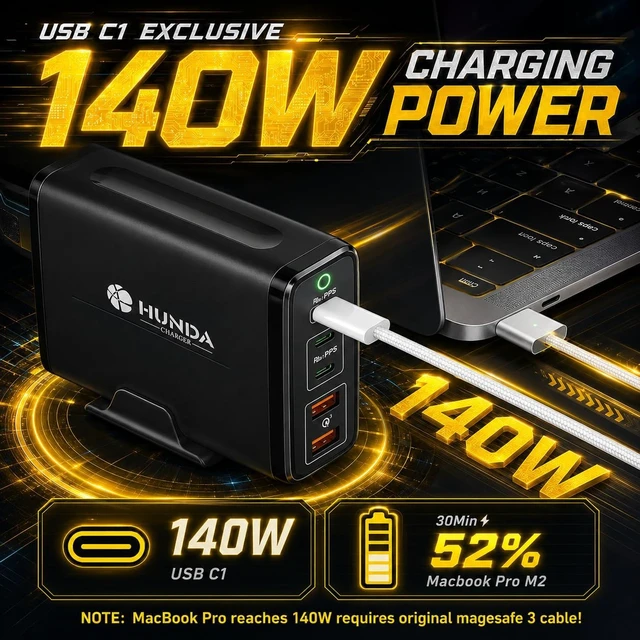 Alt view image 2 of 7 - 245W USB C Charger GaN Charging Station Desktop 5 Ports PD 140W MacBook Charger Fast Adapter Support PD3.1/PPS 45W /QC5 for MacBook Pro/Air Dell HP Lenovo Surface iPhone iPad Galaxy etc