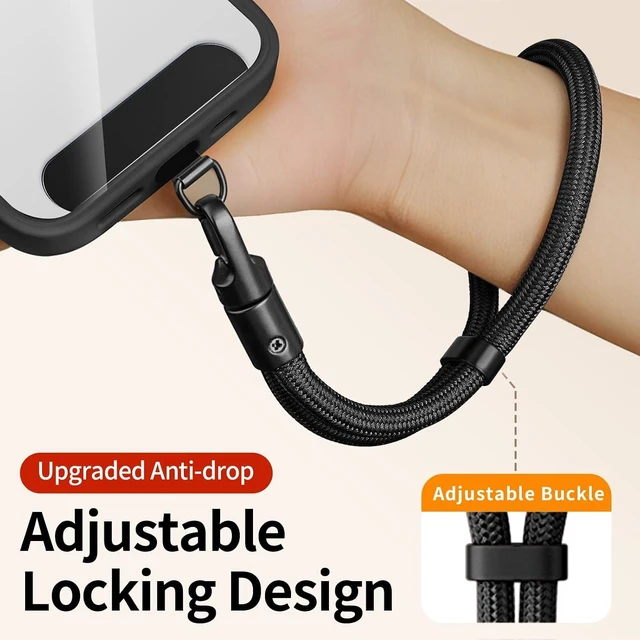 Alt view image 3 of 7 - Lanyard for Phone Self-Locking Phone Wrist Strap with 0.4mm Ultra-Thin Clip & 360° Hook Anti-Drop Strap (Black)