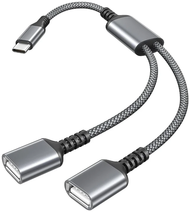 Main image of USB C Male to Dual USB Female Cable 1FT No Splitter OTG Adapter