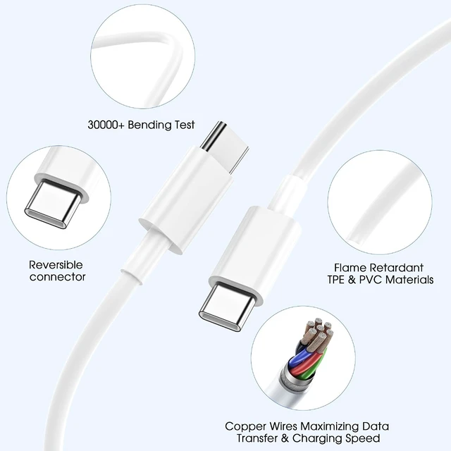 Alt view image 5 of 7 - iPhone 18 17 16 15 Charger Fast Charging-PD 20W USB C Charger 6FT Long Cord