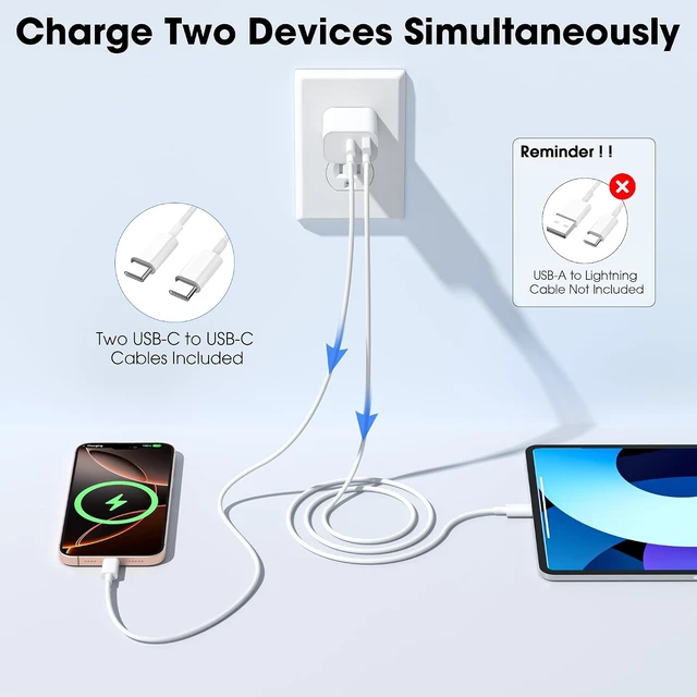 Alt view image 6 of 7 - iPhone 18 17 16 15 Charger Fast Charging-PD 20W USB C Charger 6FT Long Cord