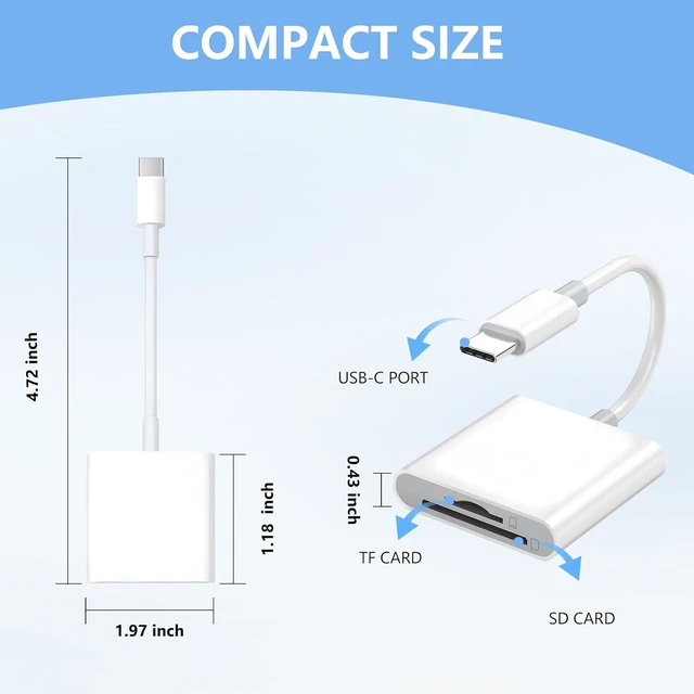 Alt view image 2 of 7 - Dual Slots USB C SD Card Reader Trail Camera Viewer Adapter