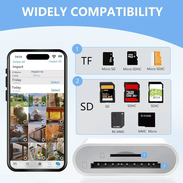 Alt view image 4 of 7 - Dual Slots USB C SD Card Reader Trail Camera Viewer Adapter