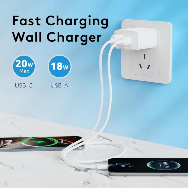 Alt view image 3 of 6 - 3?Pack 20W USB C Charger Block Fast Charging Dual Port Power Adapter Plug