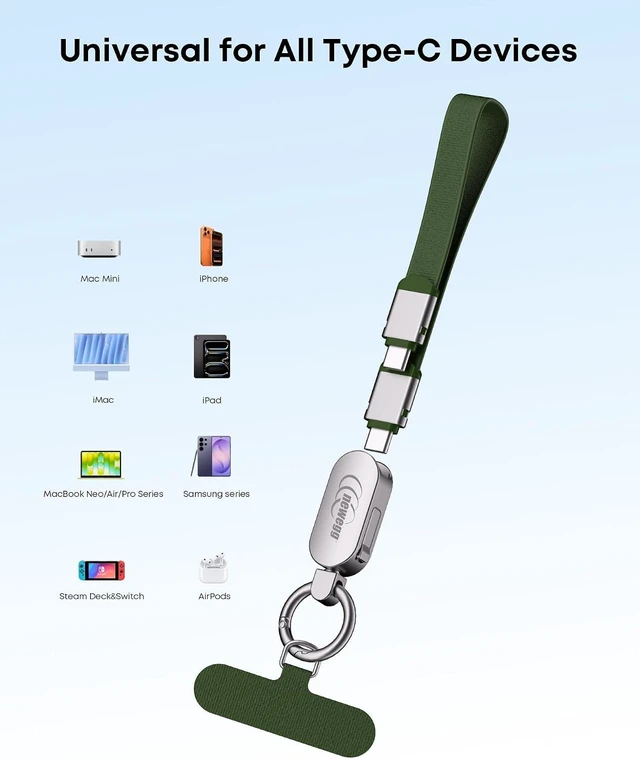 Alt view image 6 of 6 - Phone Wrist Strap & 240W USB-C Cable 2-in-1 Lanyard
