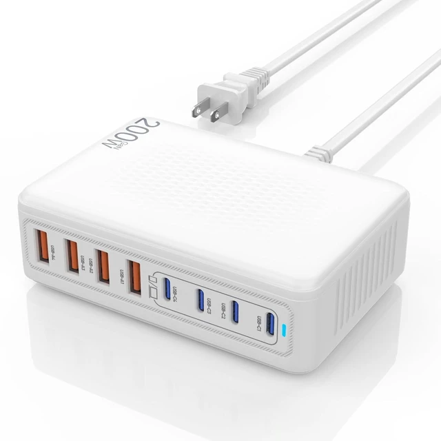 Main image of USB C Charger Block 200W TypeC Charger Fast Charging 8Port Charging Station