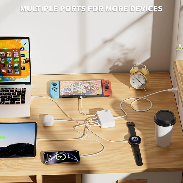 Alt view image 6 of 7 - USB C Charger Block 200W TypeC Charger Fast Charging 8Port Charging Station