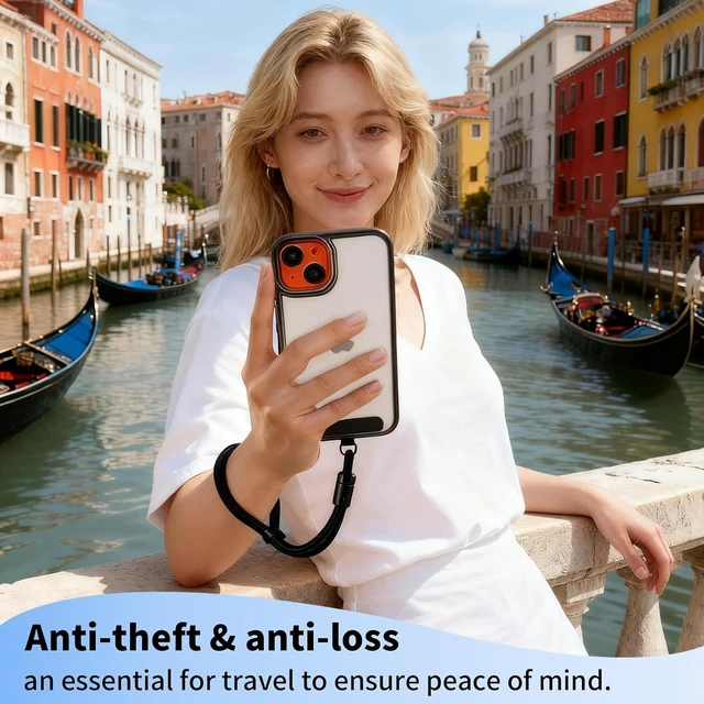 Alt view image 2 of 7 - Anti Theft Phone Wrist Strap With 2 Metal Tether TabsAdjustable Wristlet & Hand Cell Phone Lanyard for Women and Men
