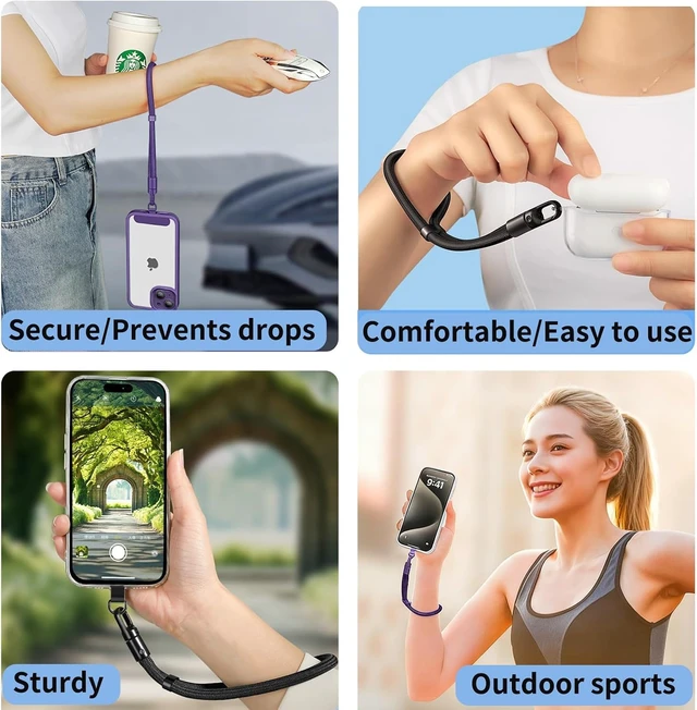 Alt view image 3 of 7 - Anti Theft Phone Wrist Strap With 2 Metal Tether TabsAdjustable Wristlet & Hand Cell Phone Lanyard for Women and Men