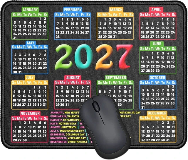 Main image of Mouse Pad 2027 Calendar Black Stitched Edge