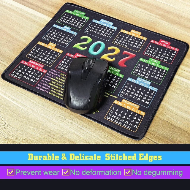 Alt view image 4 of 5 - Mouse Pad 2027 Calendar Black Stitched Edge