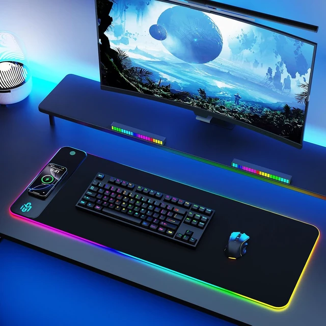 Alt view image 5 of 7 - Mouse Pad Gaming Wireless Charging 800x300x4mm Black