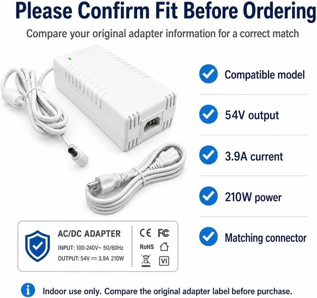 Alt view image 7 of 7 - UACC-Adapter-AC-210W 54V 210W AC Adapter for Ubiquiti UniFi
