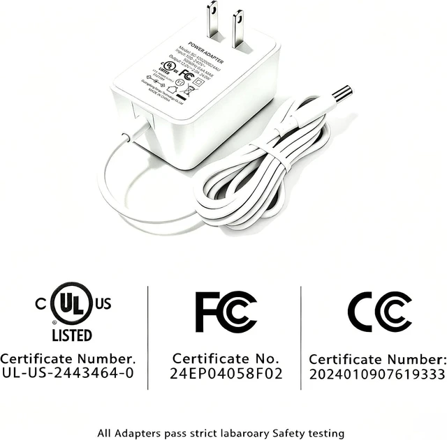 Alt view image 2 of 7 - White 12V 2A 24W AC DC Adapter 5.5mm x 2.1mm / 2.5mm DC Plug UL Listed